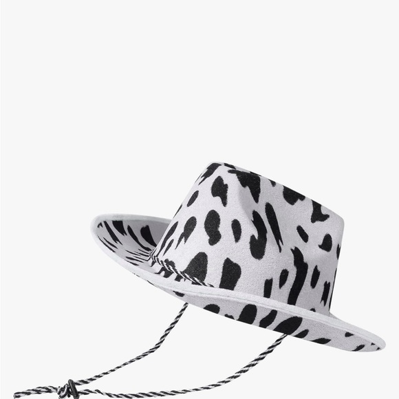 Black and‎ White Wide-Brimmed Cowboy Hat with Spotted Pattern - Picture 1 of 5